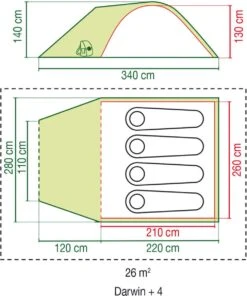 Coleman Darwin 4 Plus Koepeltent - 4-Persoons - Groen -Kampeeruitrusting 1003x1200