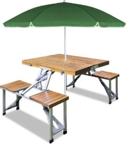 Merkloos Deuba Picknicktafel Campingtafel - Opvouwbaar Voor 4 Personen - Hout En Aluminium -Kampeeruitrusting 1053x1200 2