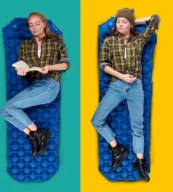 TRVLMORE Slaapmat - Zelfopblazend - 1 Persoons - Ingebouwde Pomp En Kussen - Blauw -Kampeeruitrusting 1076x1200