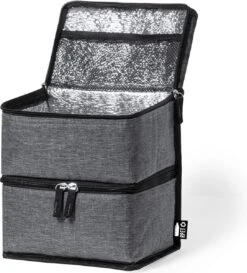 Merkloos Koeltas Met Dubbel Compartiment - Lunchtas - Koeltasje Lunch - Koelelementen - Koud - Warm - Isolatie - Volwassenen - Dames - Heren - 14 X 22 Cm - Polyester - RPET - Aluminium - Grijs -Kampeeruitrusting 1084x1200 5