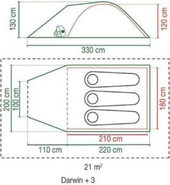 Coleman Darwin 3 Plus Koepeltent - 3-Persoons - Groen -Kampeeruitrusting 1097x1200