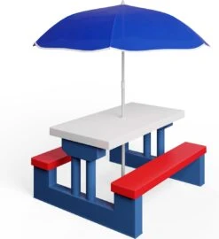 Merkloos Kinder Picknicktafel Met Parasol - Blauw -Kampeeruitrusting 1097x1200 4
