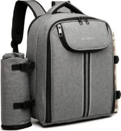 Kono Koeltas - Koelrugzak - Picknick - Picknicktas Met Flessenhouder - Koelrugtas Met Picknickkleed - Grijs (E6915 GY) -Kampeeruitrusting 1108x1200 2