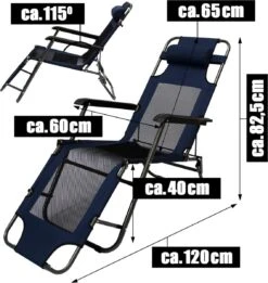 Ligstoel 155x60cm - Opvouwbaar Campingstoel Ligbed Strandstoel Tuinstoel Vouwligstoel Blauw -Kampeeruitrusting 1134x1200 1