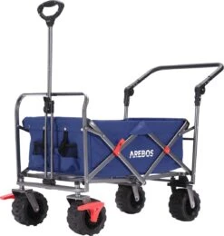 AREBOS Handkar | Transportwagen | Apparatuurwagen | Opvouwbaar | Duwstang| Blauw -Kampeeruitrusting 1142x1200 5