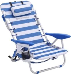 Naqsh Store Strandstoel Met Hoofdkussen, Aluminium, Draagbare Vouwstoel, Campingstoel, Opvouwbaar En Verstelbaar, Zoals Een Rugzak Draagbaar, Buitenstoel, Blauw En Wit Gestreept GCB62BU -Kampeeruitrusting 1148x1200 1