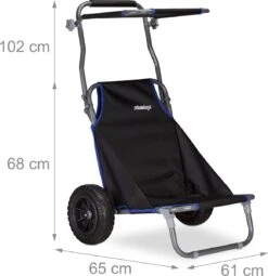 Relaxdays Strandkar Opvouwbaar - Strandstoel Met Zonnedak - Strand Stoel Op Wielen -Kampeeruitrusting 1162x1200 1