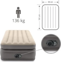 Intex Prime Comfort - Luchtbed - 1-Persoons - 99x191x51 Cm (BxLxH) - Grijs - Met Ingebouwde Motorpomp 14 Intex Prime Comfort - Luchtbed - 1-Persoons - 99x191x51 Cm (BxLxH) - Grijs - Met Ingebouwde Motorpomp -Kampeeruitrusting 1167x1200