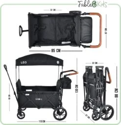 FableKids LEO X2 Lite Opvouwbare Handkar Met Dak Onyx Zwart -Kampeeruitrusting 1167x1200 3