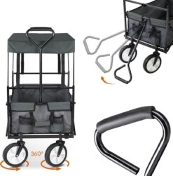 Monzana Bolderkar Opvouwbaar - 100 Liter - Met Afneembaar Dak Grijs -Kampeeruitrusting 1180x1200 5