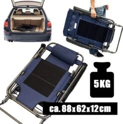 Ligstoel 155x60cm - Opvouwbaar Campingstoel Ligbed Strandstoel Tuinstoel Vouwligstoel Blauw -Kampeeruitrusting 1184x1200 4