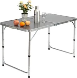 Casaria Campingtafel – Inklapbaar Verstelbaar - 120x60x70 Cm Grijs -Kampeeruitrusting 1185x1200 1