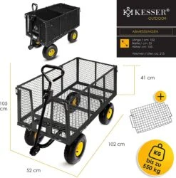 Exxen KESSER® Bolderkar, 550 Kg Belastbaar, Tuinwagen, Transportwagen, Tuinwagen, Uitneembaar Zeil, Gereedschapswagen, Handwagen, Veelzijdig Inzetbaar, Zwart -Kampeeruitrusting 1185x1200 3
