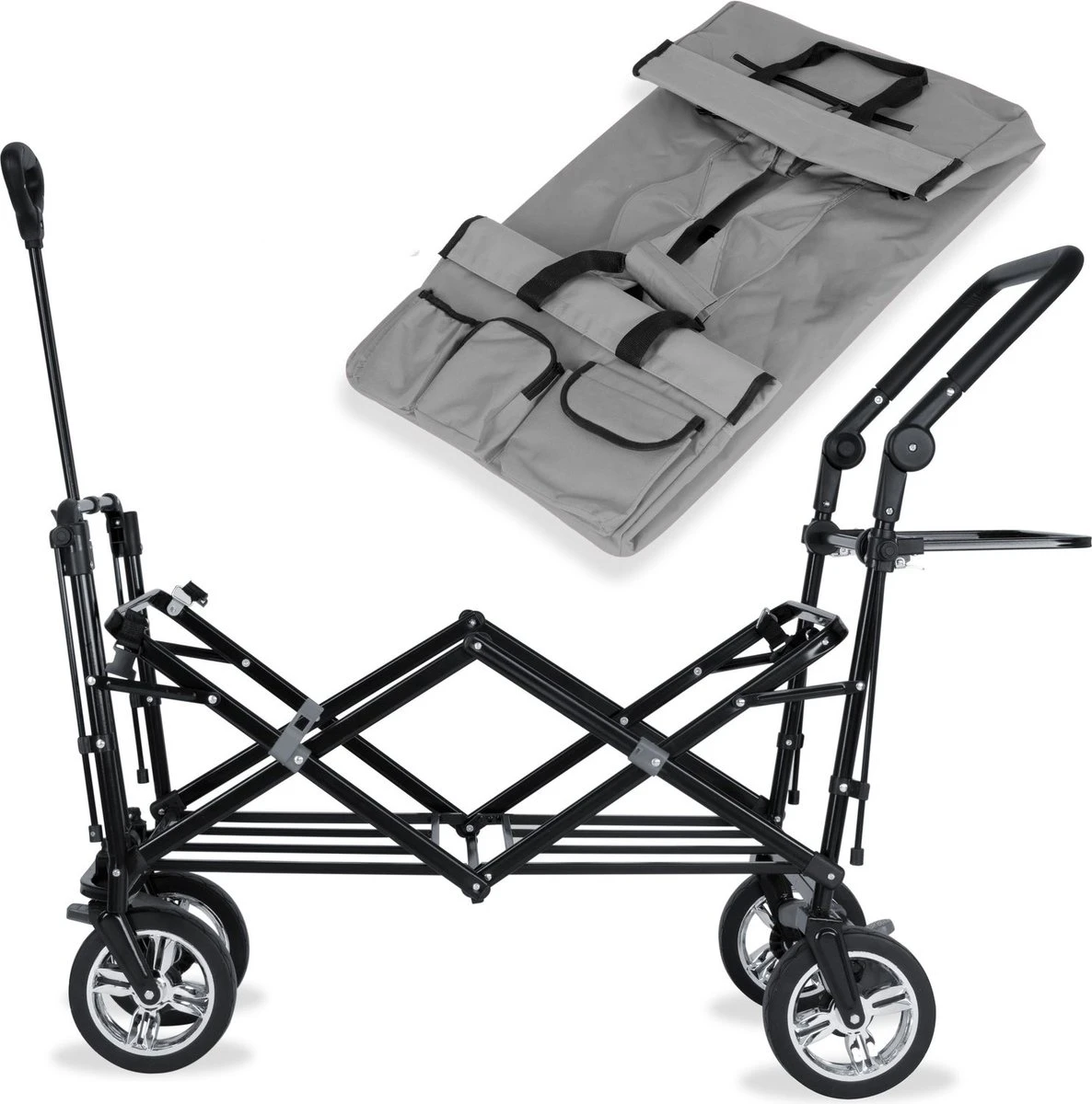 Rijoka Luxe Opvouwbare Bolderkar/Bolderwagen | Met Dakje En Draagtas | Grijs 5 Rijoka Luxe Opvouwbare Bolderkar/Bolderwagen | Met Dakje En Draagtas | Grijs - Afbeelding 5