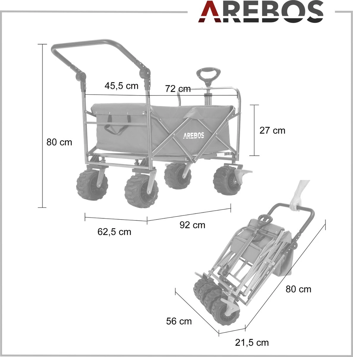 AREBOS Opvouwbare Steekwagen Met Telescopische Stang Draagvermogen 100 Kg 2 AREBOS Opvouwbare Steekwagen Met Telescopische Stang Draagvermogen 100 Kg - Afbeelding 2