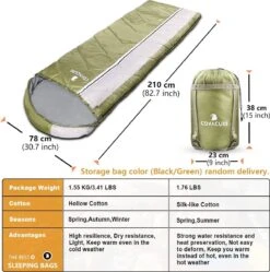 COVACURE 1.5/0.8kg Slaapzak, 3 Seizoenen Ultra Warm & Lichtgewicht Slaapzak Voor Volwassenen, Envelop Compacte Outdoor Slaapzakken Met Draagbare Compressie Tas Voor Camping, Rugzakken, Wandelen... -Kampeeruitrusting 1189x1200 3