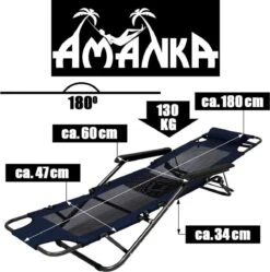 Ligstoel 180x60cm - Opvouwbaar Campingstoel Ligbed Strandstoel Tuinstoel Vouwligstoel Blauw -Kampeeruitrusting 1190x1200 7