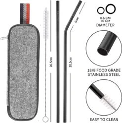 House Of Husk Reisbestek - Reis Bestekset - Chopsticks - Metalen Rietjes Met Borstel - Lepel - Vaatwasserbestendig - RVS - 7 Delig - Zwart -Kampeeruitrusting 1193x1200 7