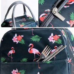 Koeltas - Lunchtas - Volwassenen En Kinderen - Compact & Handig: Zomer - Picknick -School - Lunch - Werk - Zwart Flamingo -Kampeeruitrusting 1195x1200 11