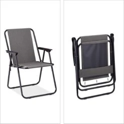 Relaxdays Campingstoel Inklapbaar Set Van 2 - Klapstoel 100 Kg - Visstoel Met Armleuningen - Grijs -Kampeeruitrusting 1198x1200 15
