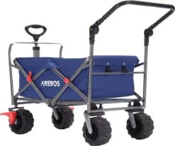 AREBOS Handkar | Transportwagen | Apparatuurwagen | Opvouwbaar | Duwstang| Blauw -Kampeeruitrusting 1200x1000 10