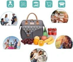 HN® Lunchtas Grijs Pijlen, Geïsoleerde Koeltas, Lekvrij, Extra Grote Opening Voor De Lunch Box, 25×16,5×26cm Design Heren En Dames -Kampeeruitrusting 1200x1022 3