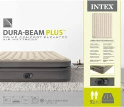 Intex Prime Comfort - Luchtbed - 2-Persoons - 152x203x51 Cm (BxLxH) - Grijs - Met Ingebouwde Motorpomp -Kampeeruitrusting 1200x1029