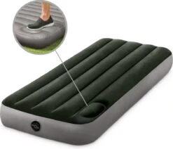 Intex Luchtbed - 1-Persoons - 76 X 191 X 25 Cm - Groen - Met Ingebouwde Voetpomp + Hoeslaken Antraciet + Reparatieset -Kampeeruitrusting 1200x1032 5