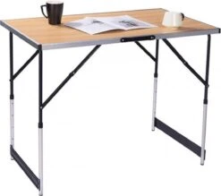 Kamyra® Campingtafel Inklapbaar - Kampeertafel, Partytafel - Opvouwbaar, Lichtgewicht & In Hoogte Verstelbaar - Aluminium/Hout -Kampeeruitrusting 1200x1066 3