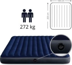 Intex Luchtbedset Intex Luchtbed - 2-Persoons - 183 X 203 X 25 Cm - Blauw + Intex Elektrische Pomp - 650 Liter/min + Hoeslaken Wit + Reparatieset -Kampeeruitrusting 1200x1089 1