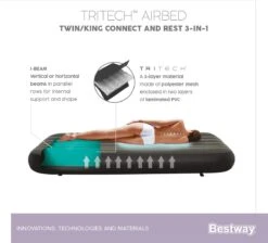 Bestway 3-in-1 Luchtbed - Connect - Zwart - 188x99cm - PVC/Polyester - Single, Double Single En Twin Opblaasbed - Tritech Materiaal - I-Beam Constructie 32 Bestway 3-in-1 Luchtbed - Connect - Zwart - 188x99cm - PVC/Polyester - Single, Double Single En Twin Opblaasbed - Tritech Materiaal - I-Beam Constructie -Kampeeruitrusting 1200x1090