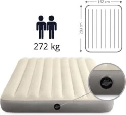 Intex Luchtbedset Intex Luchtbed - 2-Persoons - 152 X 203 X 25 Cm - Beige + Intex Elektrische Pomp - 650 Liter/min + Hoeslaken Wit + Reparatieset -Kampeeruitrusting 1200x1090 6