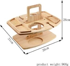 Merkloos Houten Outdoor Wijntafel Draagbare Houten Picknicktafel Mini Campingtafels Met Wijnglas Houder Voor Tuin Outdoor Camping Picknick Strand - Plataan Hout - Wijn -Kampeeruitrusting 1200x1122 1
