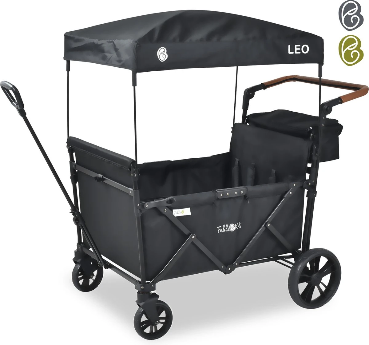 FableKids LEO X4Lite Opvouwbare Handkar Met Dak Onyx Zwart 1 FableKids LEO X4Lite Opvouwbare Handkar Met Dak Onyx Zwart
