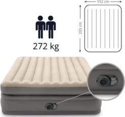 Intex Prime Comfort - Luchtbed - 2-Persoons - 152x203x51 Cm (BxLxH) - Grijs - Met Ingebouwde Motorpomp -Kampeeruitrusting 1200x1124