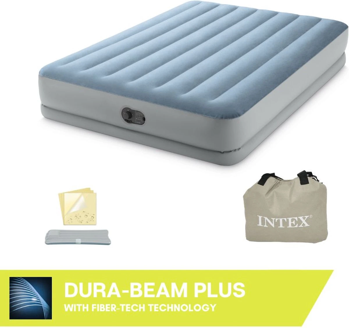 Intex Mid-Rise Comfort - Luchtbed - 2-Persoons - 152x203x36 Cm (BxLxH) - Blauw/Grijs - Met FastFill USB Pomp 1 Intex Mid-Rise Comfort - Luchtbed - 2-Persoons - 152x203x36 Cm (BxLxH) - Blauw/Grijs - Met FastFill USB Pomp