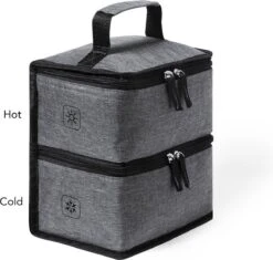 Merkloos Koeltas Met Dubbel Compartiment - Lunchtas - Koeltasje Lunch - Koelelementen - Koud - Warm - Isolatie - Volwassenen - Dames - Heren - 14 X 22 Cm - Polyester - RPET - Aluminium - Grijs -Kampeeruitrusting 1200x1144 5