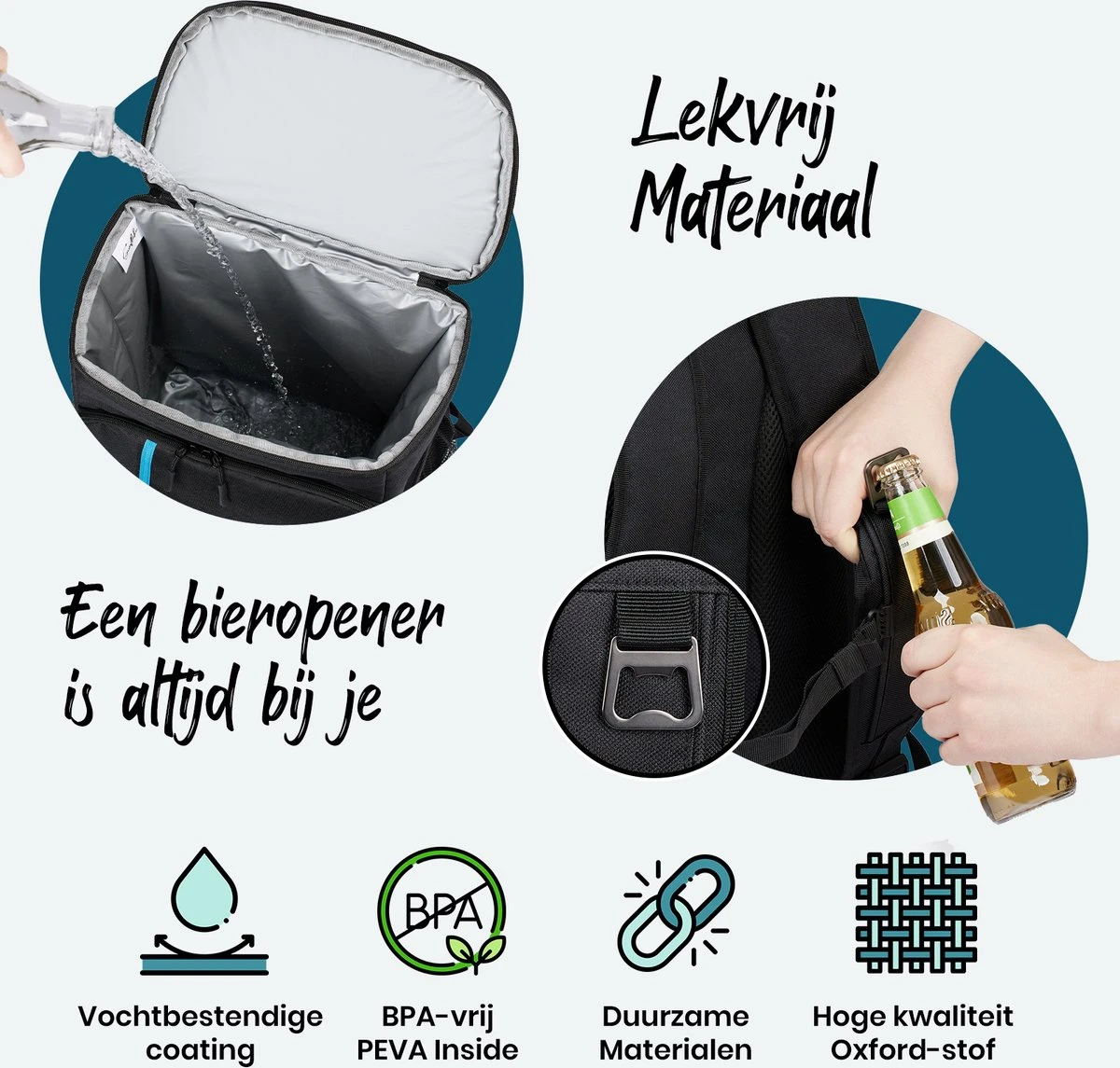 Sunflake Koelrugzak Groot - Lunchtas - Koeltas Backpack Voor Dames & Heren - Zwart 4 Sunflake Koelrugzak Groot - Lunchtas - Koeltas Backpack Voor Dames & Heren - Zwart - Afbeelding 4