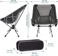 Smartpeas Campingstoel Van Stevig 600D Polyester En Aluminium - Lichtgewicht En Opvouwbaar - Camping Gadget Inclusief Zijzakken +Plus: Strandmat & Draagtas -Kampeeruitrusting 1200x1150 4