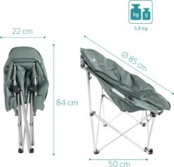 Navaris Klapstoel XXL - Campingstoel Met Opbergtas - Draagbare Stoel Voor Kamperen, Festivals En Vissen -Strandstoel - Inklapbaar - Grijs -Kampeeruitrusting 1200x1150 8
