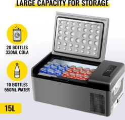 VEVOR - Coolbox - Koelbox 15L - Elektrische Coolbox - Draagbare Mini Koelkast - Draagbare Auto Vriezer 12/24Volt -Kampeeruitrusting 1200x1155 19