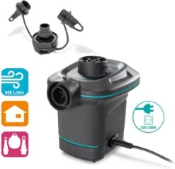 Intex Luchtbedset Intex Luchtbed - 1-Persoons - 76 X 191 X 25 Cm - Blauw + Intex Elektrische Pomp - 650 Liter/min + Hoeslaken Antraciet + Reparatieset -Kampeeruitrusting 1200x1155 6