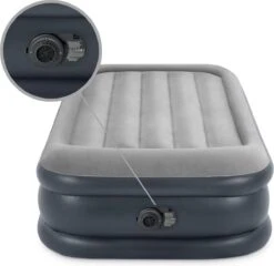 Intex Luchtbed - 1-Persoons - 99 X 191 X 42 Cm - Grijs - Met Pomp, Hoeslaken Antraciet En Reparatieset -Kampeeruitrusting 1200x1166 5