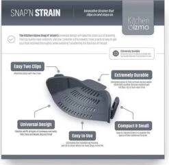 SensaHome- Siliconen Vergiet - Keuken Afgietdeksel - Afgiethulp - Siliconen - BPA Vrij - Grijs -Kampeeruitrusting 1200x1171 11