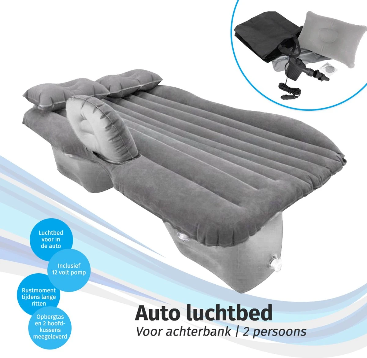Auto Luchtbed Voor Achterbank - Met 12v Elektrische Pomp 2 Auto Luchtbed Voor Achterbank - Met 12v Elektrische Pomp - Afbeelding 2