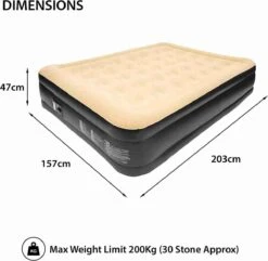 Merkloos Avenli 88030 Hoog Verhoogd Gevlokt Luchtbed | Queensize | Ingebouwde Pompen | Snelle En Gemakkelijke Inflatie -Kampeeruitrusting 1200x1173