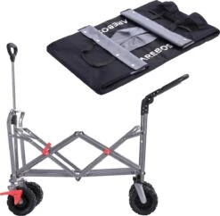 AREBOS Handkar | Transportwagen | Apparatuurwagen | Opvouwbaar | Duwstang| Zwart -Kampeeruitrusting 1200x1177 3