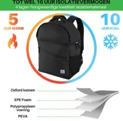 Brisby 4 Laags Geïsoleerde Koeltas Rugzak - 25 Liter - Met Handige Vakken Voor Bestek En Essentials - Waterafstotend Materiaal - Zwart -Kampeeruitrusting 1200x1178 16