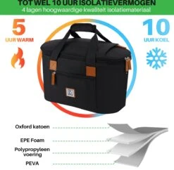 Brisby 4 Laags Geïsoleerde Koeltas - Boodschappentas 21 Liter - Zwart -Kampeeruitrusting 1200x1178 27