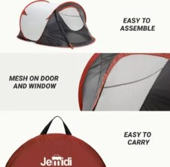JEMIDI Tweepersoons Pop-up Tent - Opgooitent, Werptent Voor 2 Personen - Ideaal Als Festivaltent Of Kampeertent - Verschillende Kleuren -Kampeeruitrusting 1200x1179